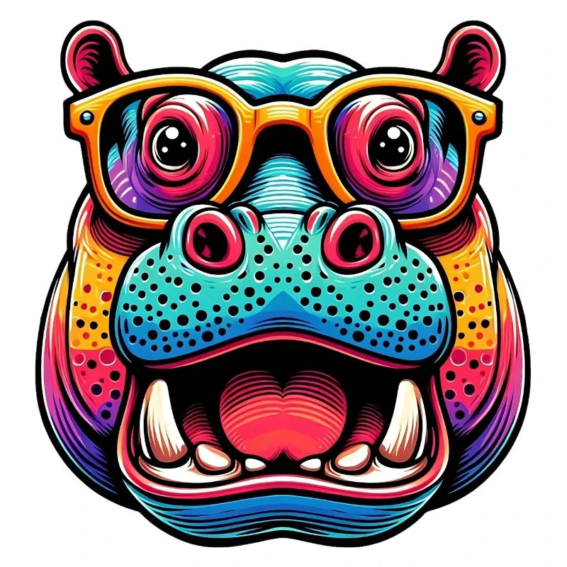 Nilpferd mit Brille