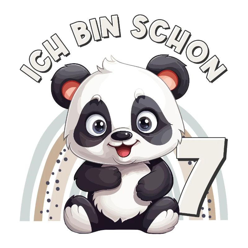 7. Geburtstag Panda Bär Regenbogen Süß Niedlich