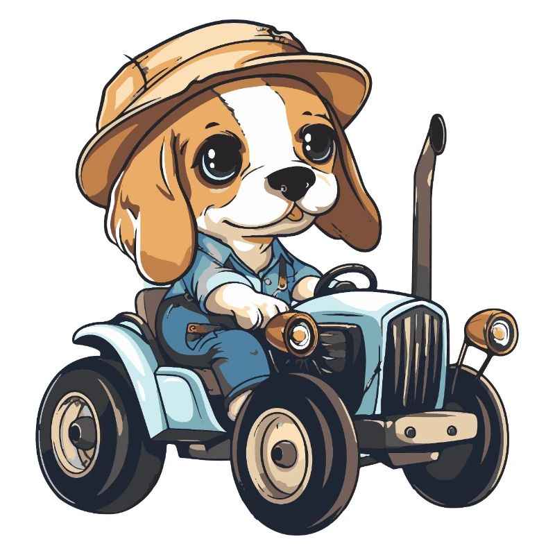 Beagle Hunde Traktor Farmer