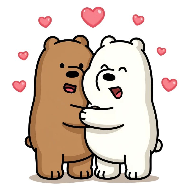 Hugging bears with hearts