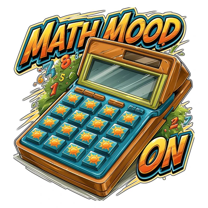 Math Mood On Funny Retro Calculator Graphic for Te