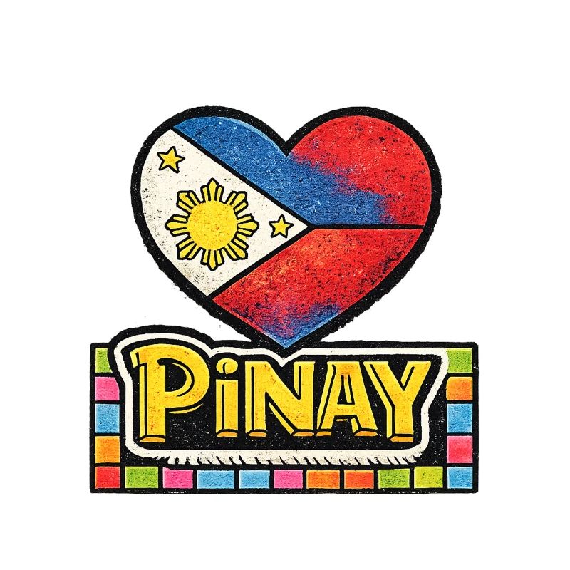 Drapeau en forme de cœur Pinay avec bordure colorée