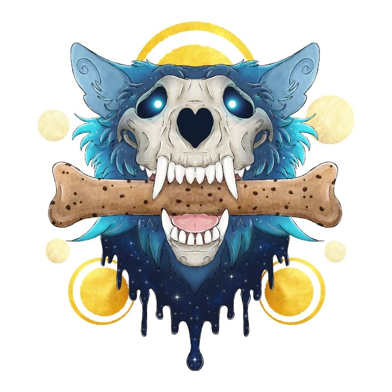 Hellhound Skull Gold - Dämonischer Wolf & Keksknochen