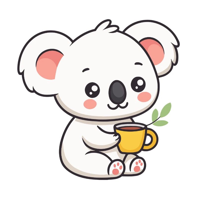 Süßer Koala mit Tee