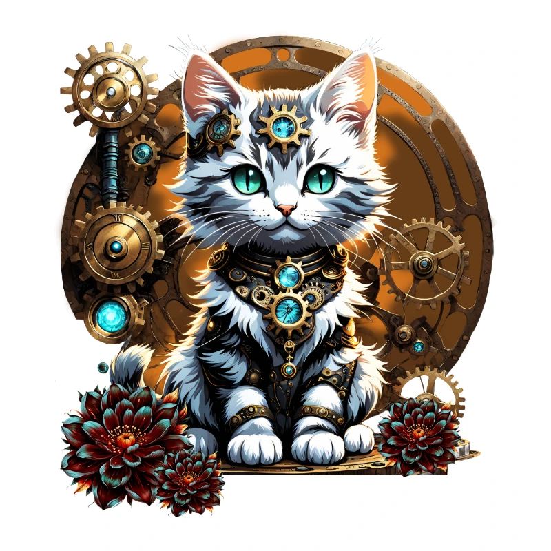 Un mignon petit chaton de style steampunk