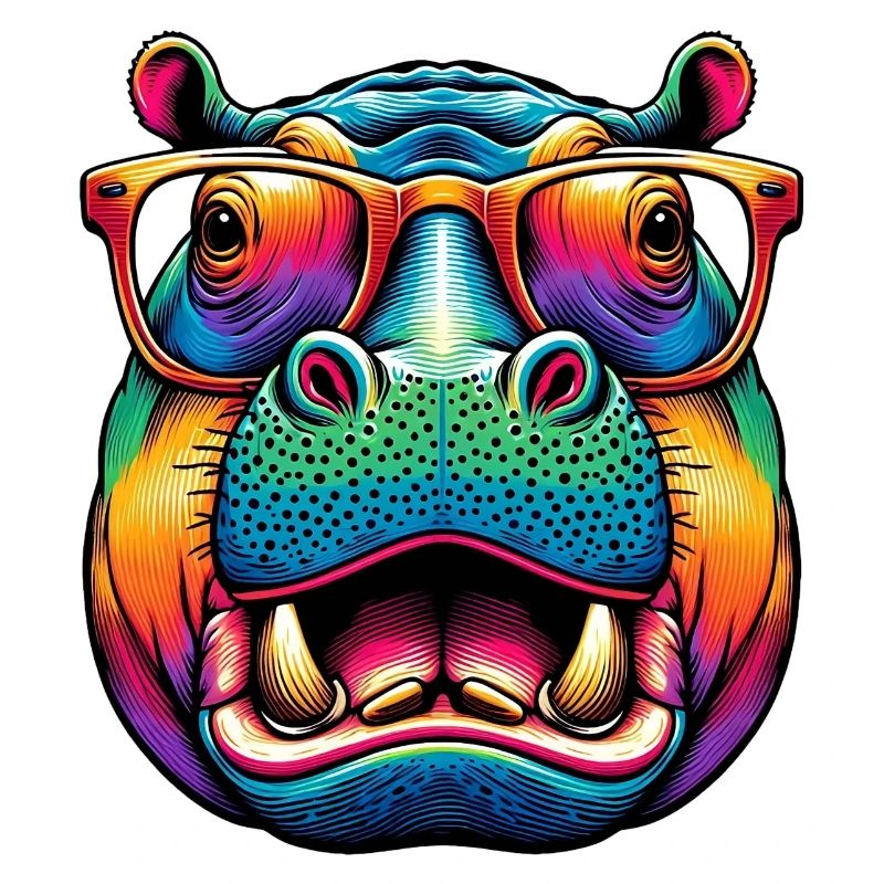 Nilpferd mit Brille