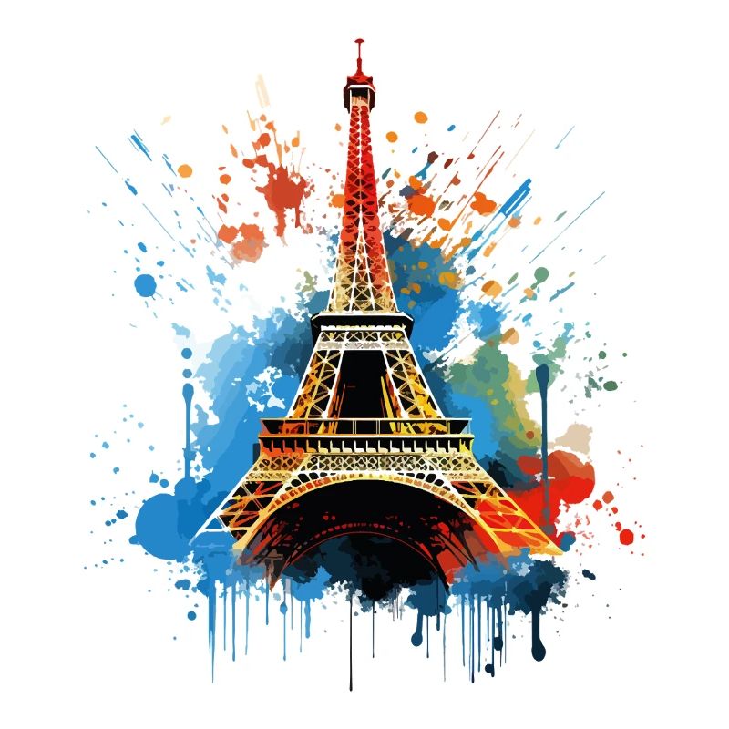 Paris Eiffelturm Skyline Frankreich Splash Bunt