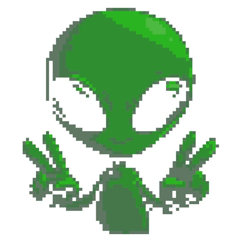 Pixel Alien Friedenszeichen