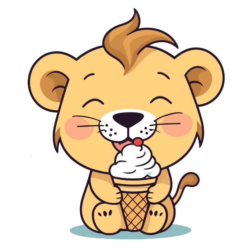 Löwe isst eis