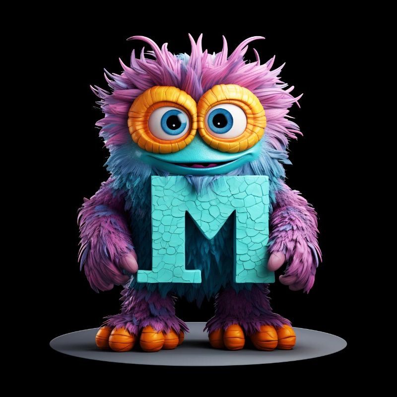 Monstre multicolore avec la lettre M