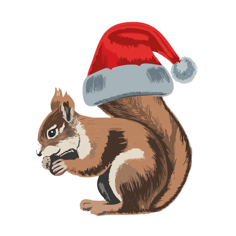 Cute squirrel with Santa hat