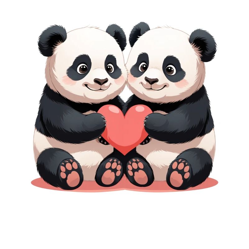 Panda Heart Duo Cuddle Time