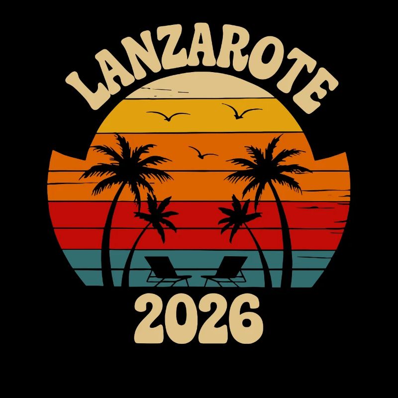 Lanzarote 2026 Sunset Palm Tree Design
