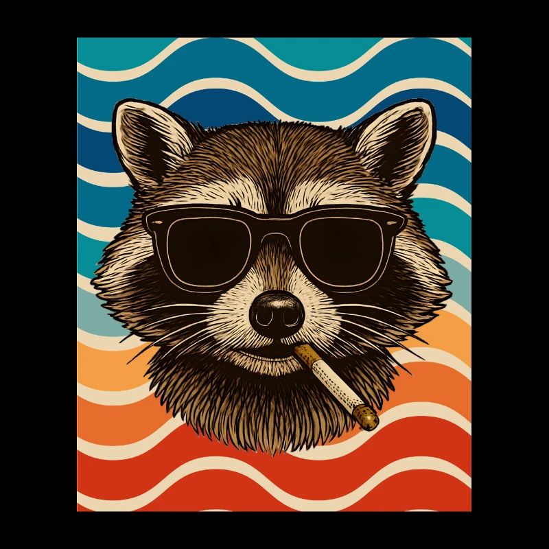 Waschbär mit Sonnenbrille Zigarette