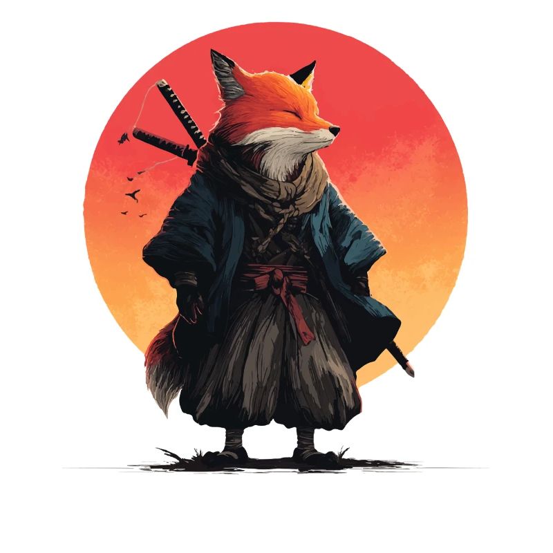 Fox Samurai au coucher du soleil
