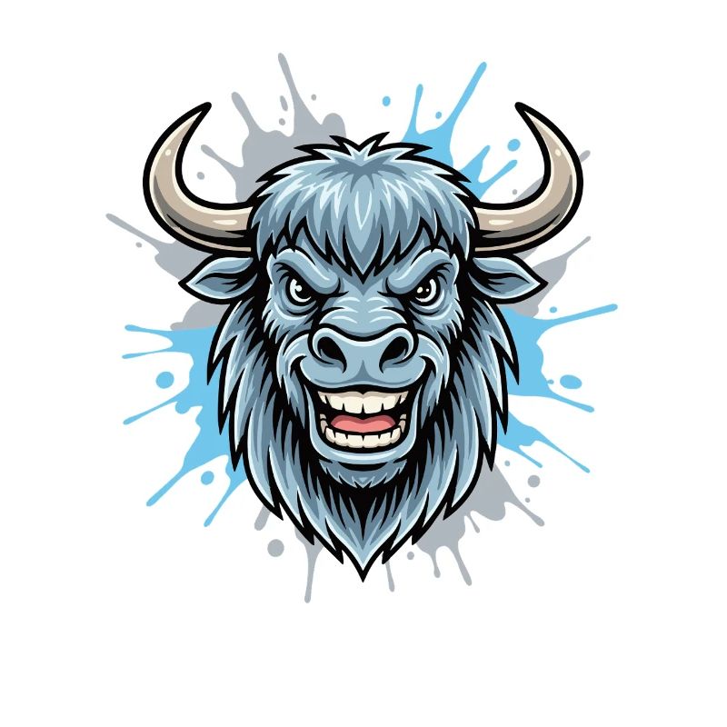 Blauer Bison Kopf Spritzer