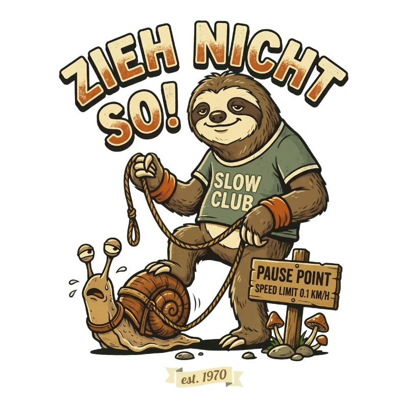 Don't Drag So Sloth Snail Retro Comic