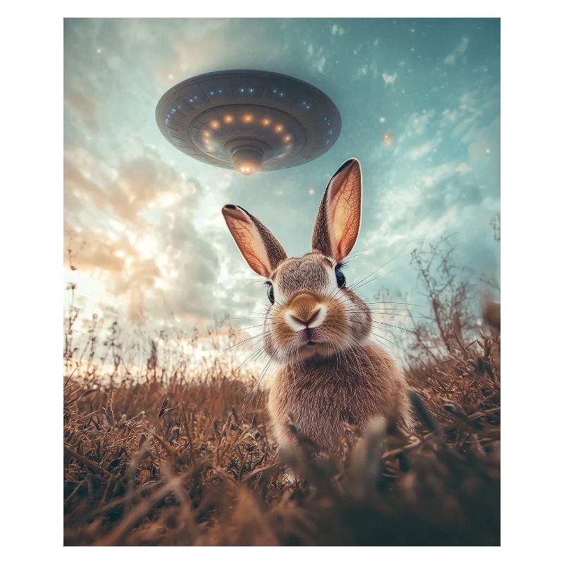 Rabbit selfie with UFO