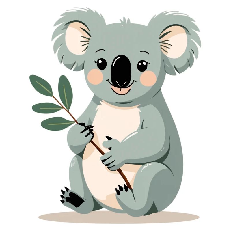 Small koala with a leaf branch