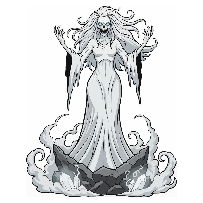 Banshee on crystal rocks