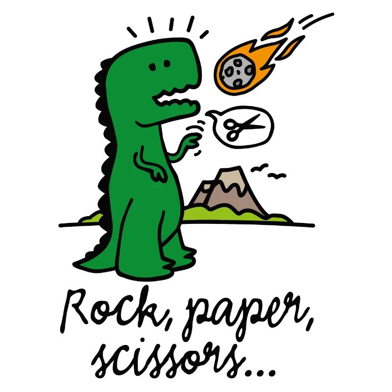 Rock paper scissors T-rex funny dinosaur comet
