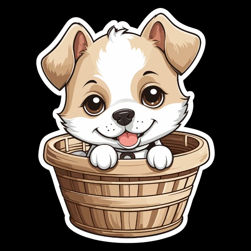 Chien mignon dans un panier pour chien