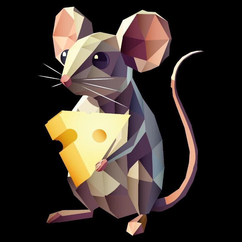 Polygon Mouse with Cheese – Cute Animal Motif