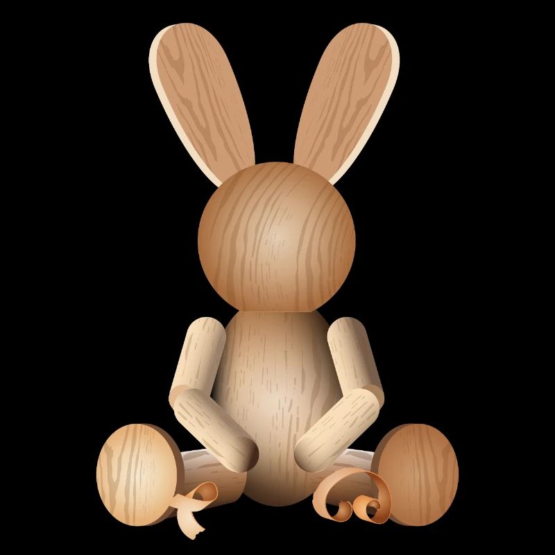 Illustrative Holzoptik – Charmante Hasenfigur