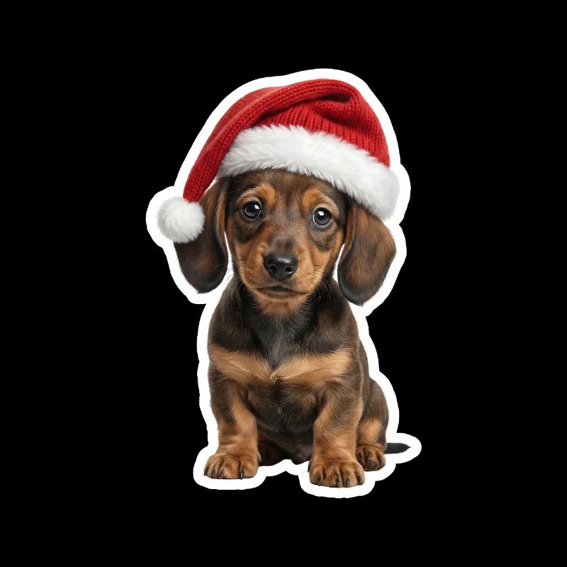 Chiot teckel fan de Chien de Noël