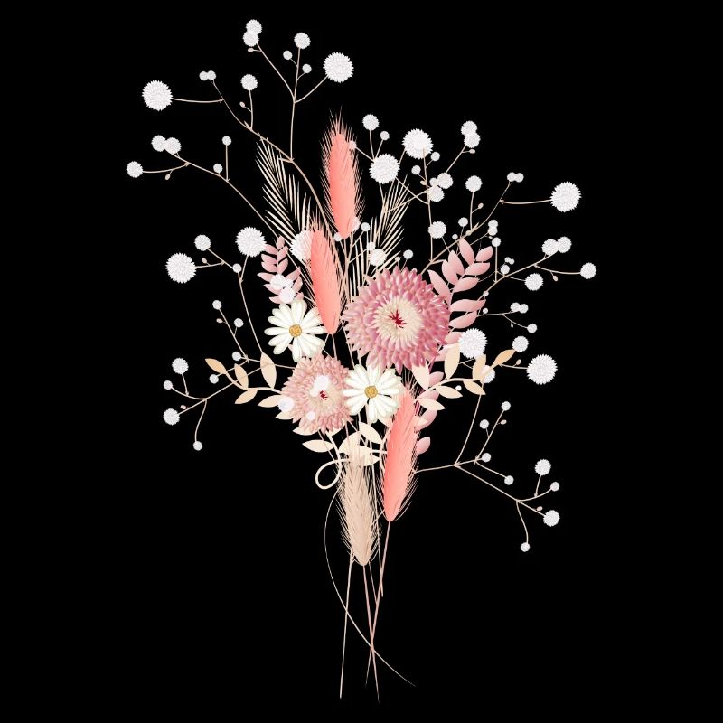 Bouquet de fleurs séchées avec illustration de l’haleine de bébé