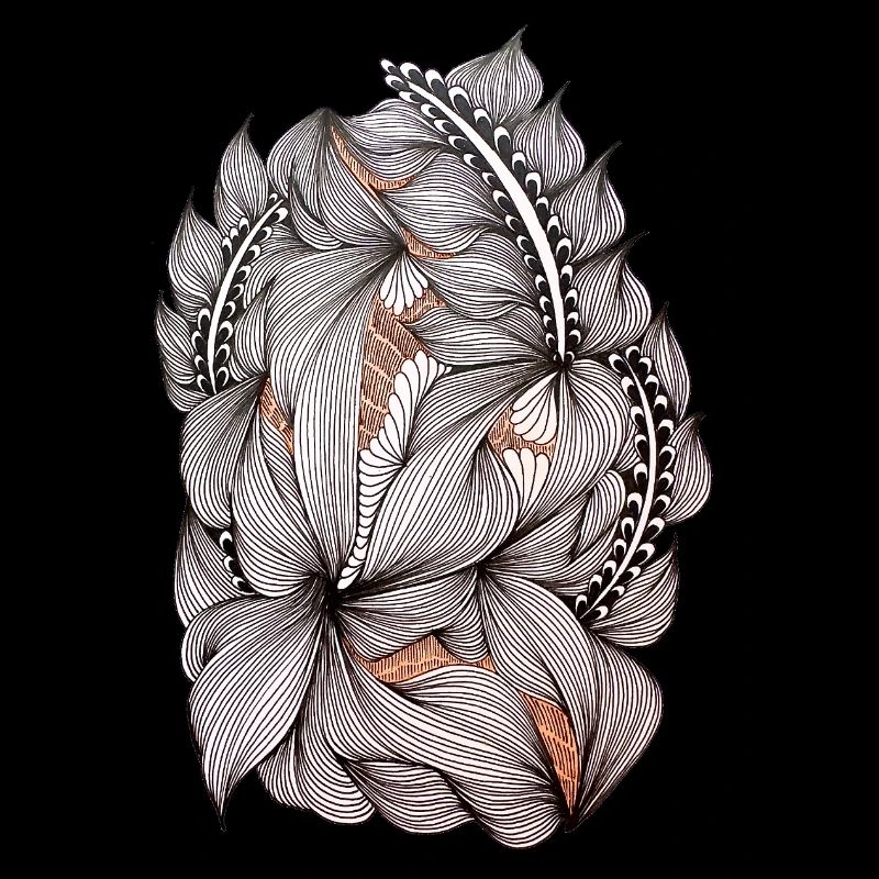 Motif de vignes à fleurs noires et blanches