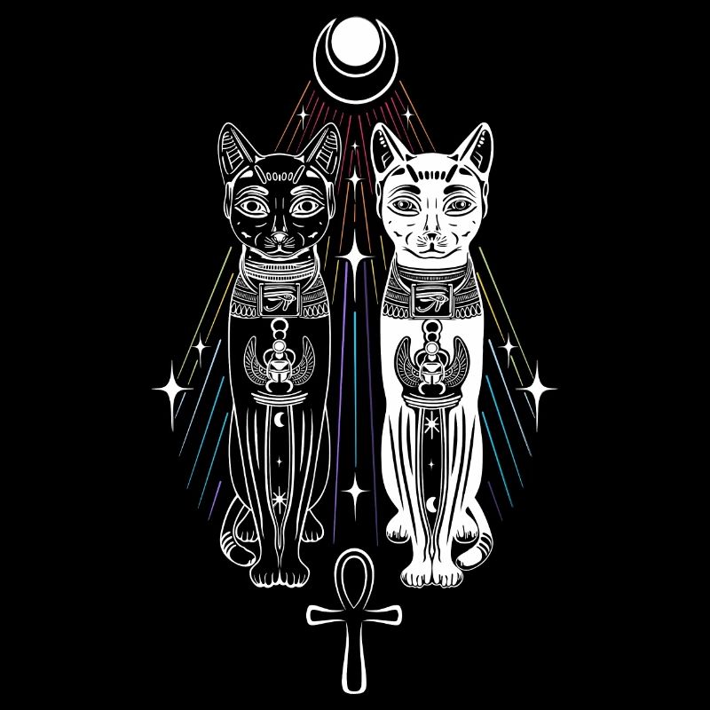 Deux Chats Bastet Dualité Ankh Chat Déesse