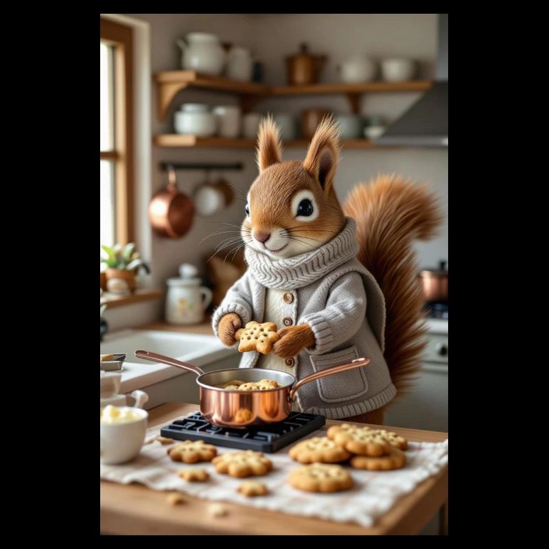Eichhörnchen in der Winterküche gemütlich