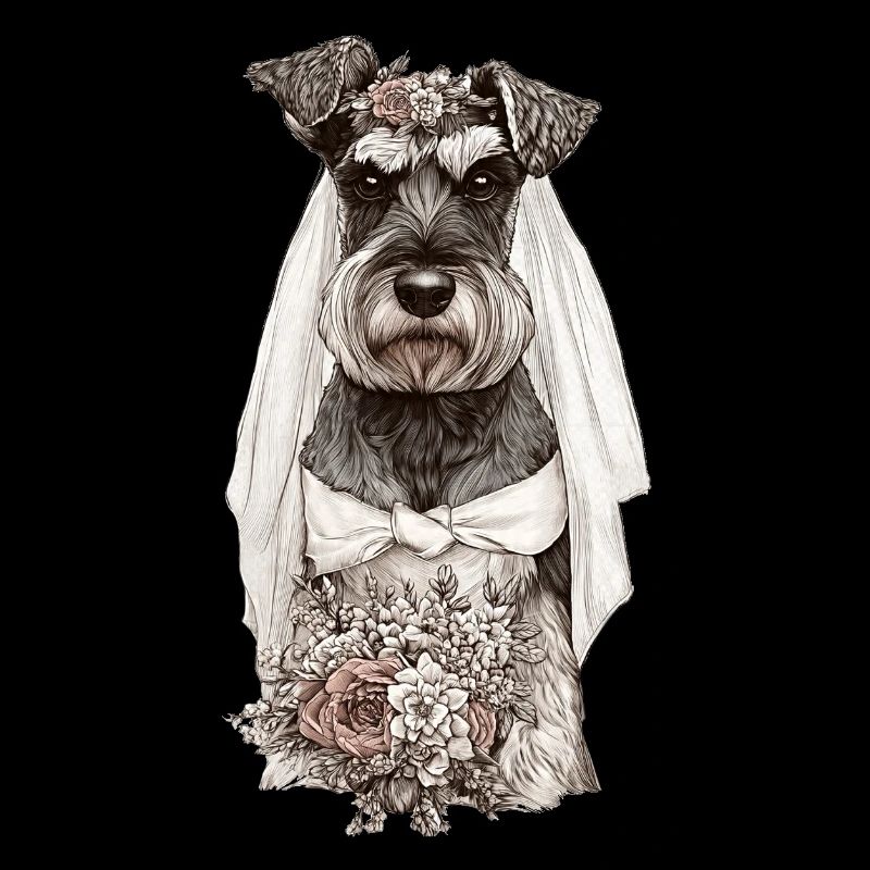 La mariée schnauzer aux fleurs