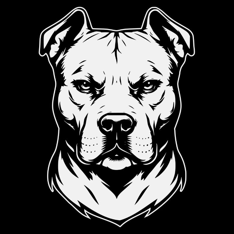 Conception de tête de pitbull noir et blanc