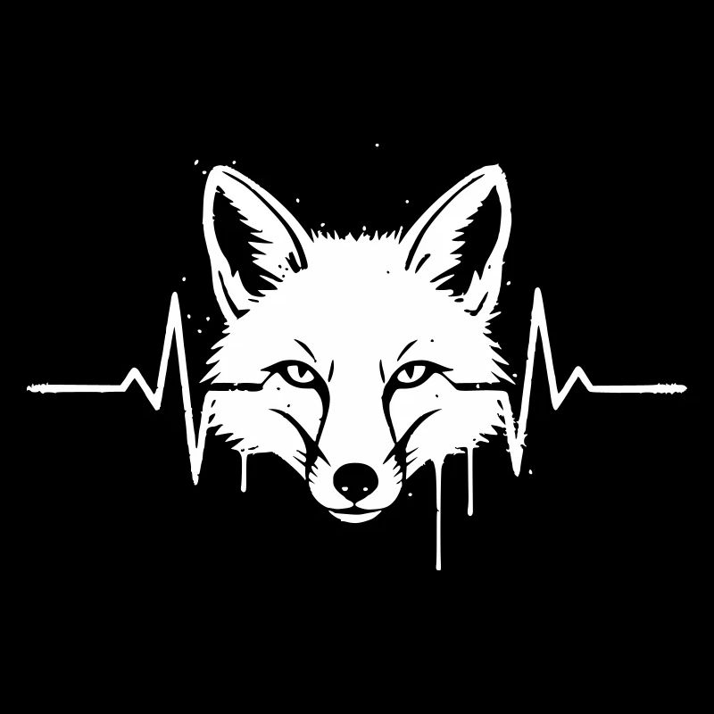 Fox Head Heartbeat Graffiti Vector