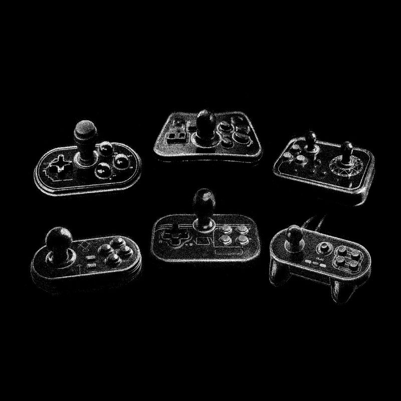 Retro Gamepads Black & White Pattern