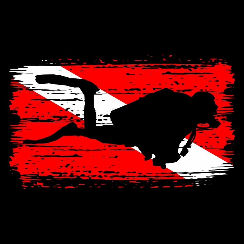 Silhouette de plongée sur drapeau rouge