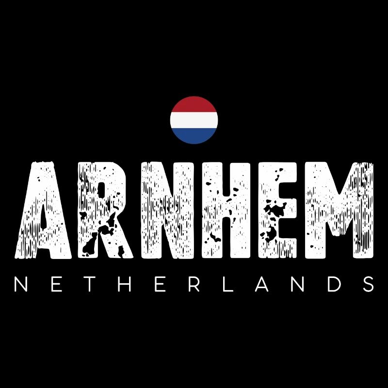 Arnhem Netherlands Distressed Text Logo
