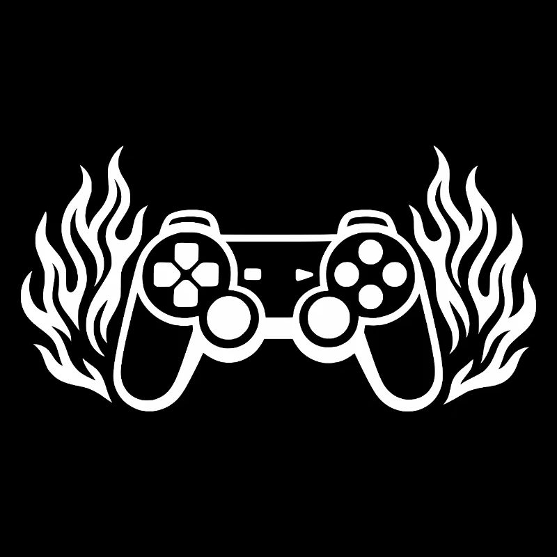 Flames controller, burning gamepad graphics