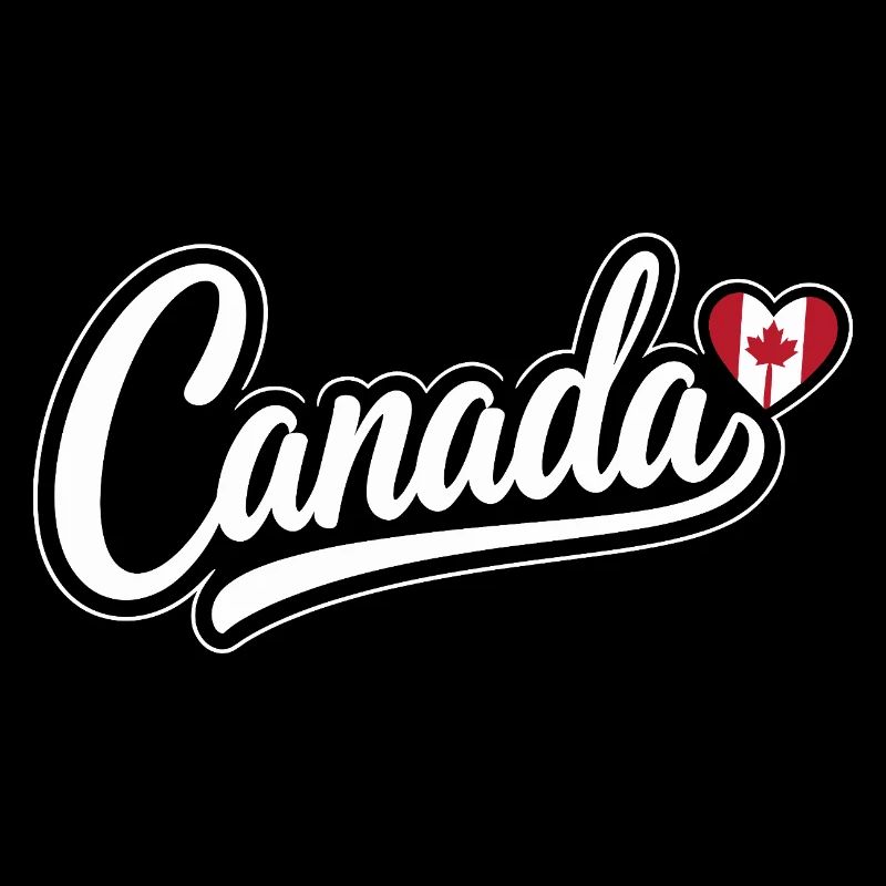 Canada Script with Maple Leaf Heart Fan Patriotic