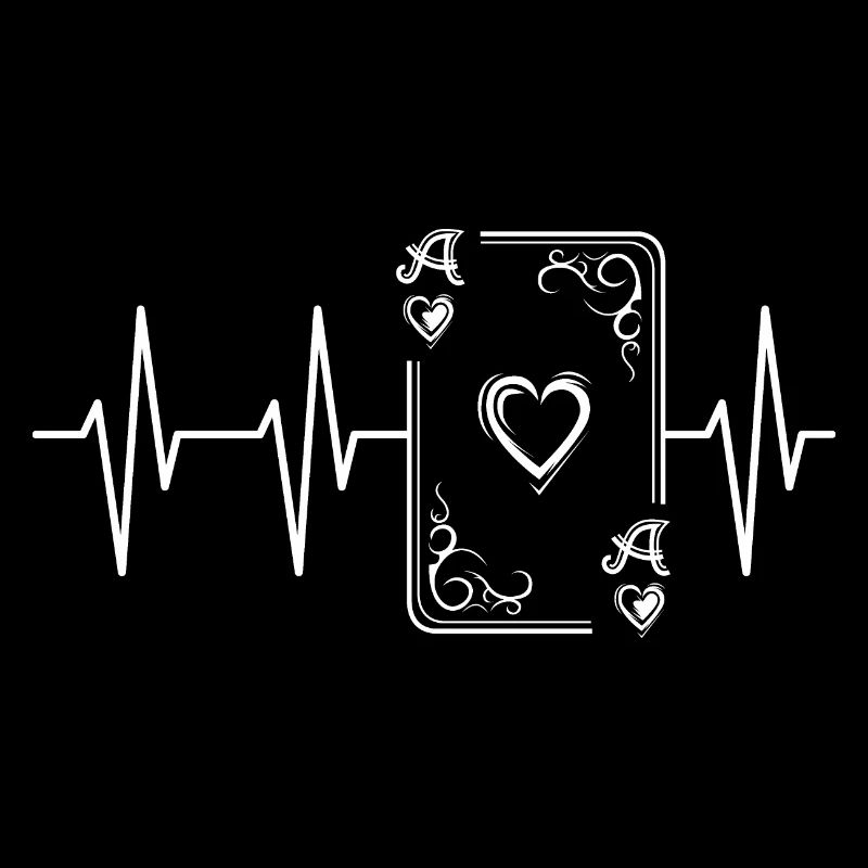 Playing Card Heart Ace Pulse Symbol Icon Graphic
