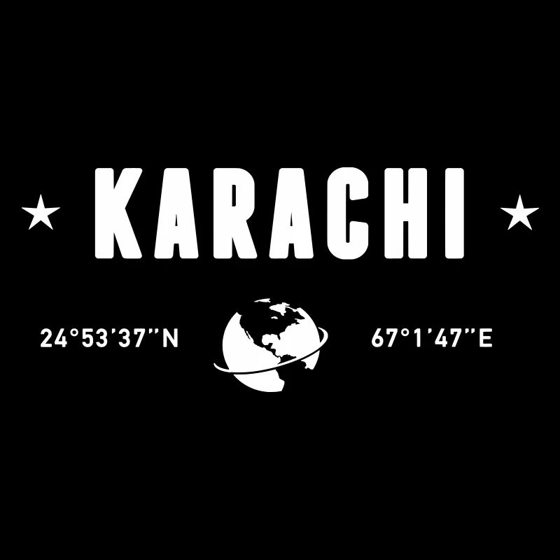 Karachi Pakistan Coordinates Planet Earth White