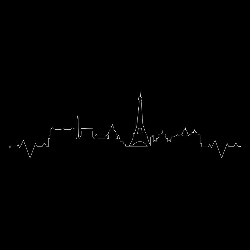 Paris Skyline Heartbeat Line