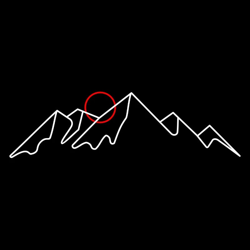 Minimal Mountain Line with Red Sun