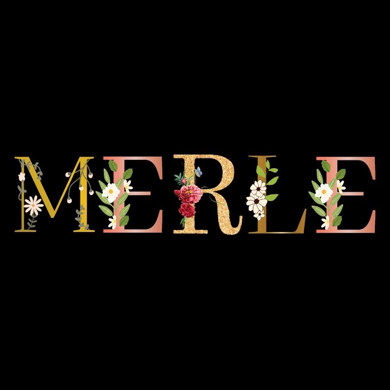 MERLE nom orné de fleurs