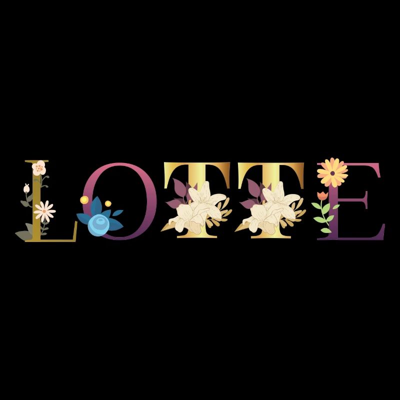Le nom LOTTE est orné de fleurs