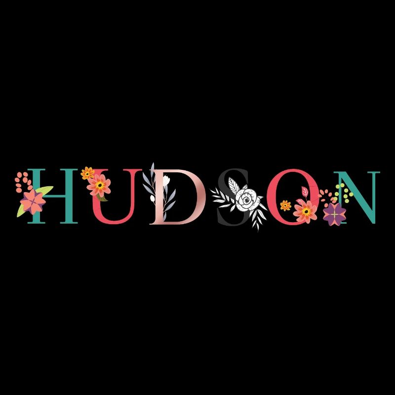 Art du nom HUDSON avec fleurs brodées