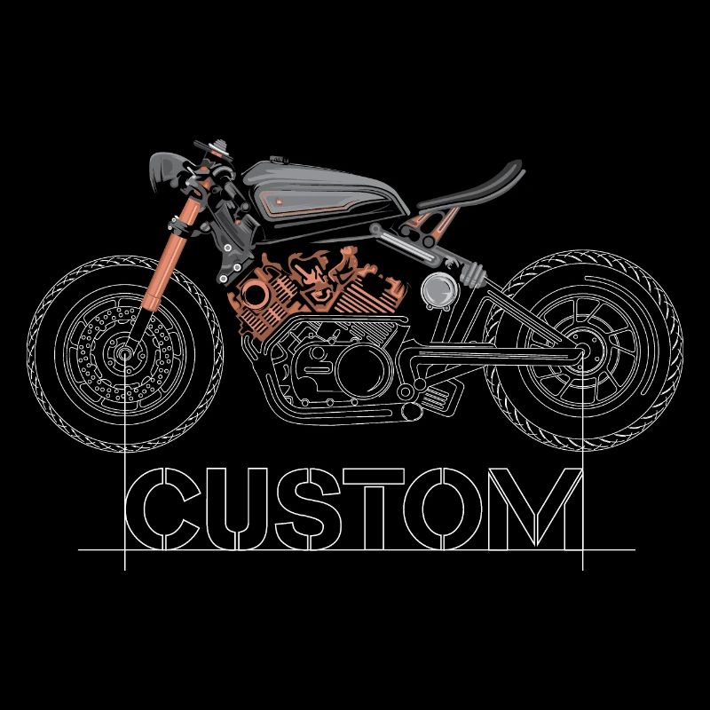 custom motorcycle workshop syymbol drawing icon