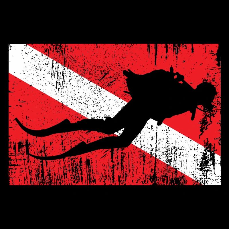 Silhouette de ski grunge sur drapeau diagonal